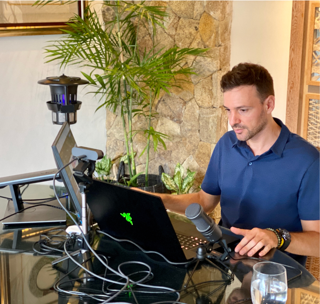 Sylvain Borghiero with a laptop